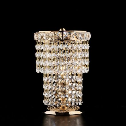 Made in Italy Iron and Gold Table Lamp with Rhinestones for Interior Decor - Baviera Viadurini