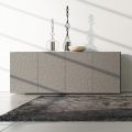 Sideboard 4 Doors in Mud Lacquered Mdf with Bas-relief Made in Italy - Lolla