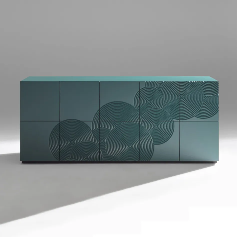 5-Door Sideboard in Lacquered MDF with Hand-Engraved and Finished Decoration - Crab Viadurini