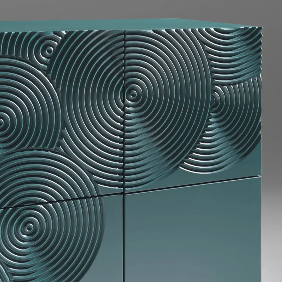 5-Door Sideboard in Lacquered MDF with Hand-Engraved and Finished Decoration - Crab Viadurini