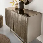 Two-Door Sideboard in Melamine Coated with Ribbed Glass Made in Italy - Ninfa Viadurini