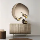Two-Door Sideboard in Melamine Coated with Ribbed Glass Made in Italy - Ninfa Viadurini