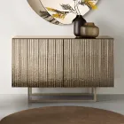 Two-Door Sideboard in Melamine Coated with Ribbed Glass Made in Italy - Ninfa Viadurini