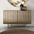 Two-Door Sideboard in Melamine Coated with Ribbed Glass Made in Italy - Ninfa