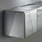 Wall Hanging Sideboard in Matt White Wood and Mirrored Glasses - Senese Viadurini