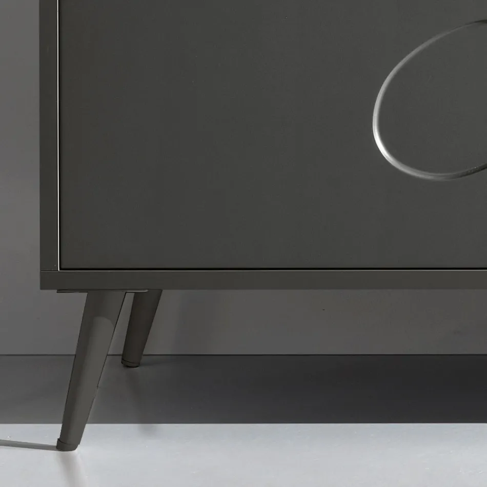Three-Door Sideboard in Melamine and MDF with Metal Base Made in Italy - Rialto Viadurini