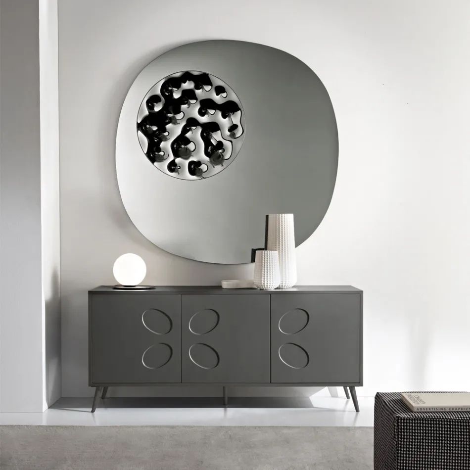 Three-Door Sideboard in Melamine and MDF with Metal Base Made in Italy - Rialto Viadurini
