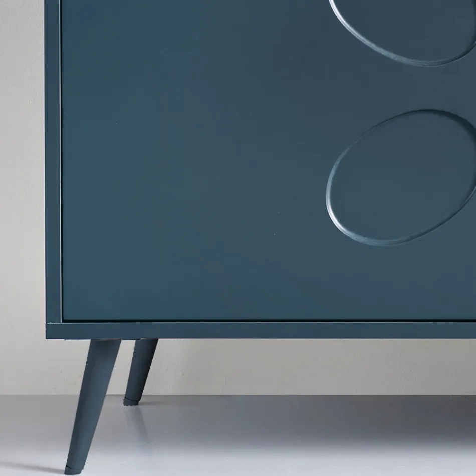Three-Door Sideboard in Melamine and MDF with Metal Base Made in Italy - Rialto Viadurini