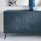 Three-Door Sideboard in Melamine and MDF with Metal Base Made in Italy - Rialto Viadurini