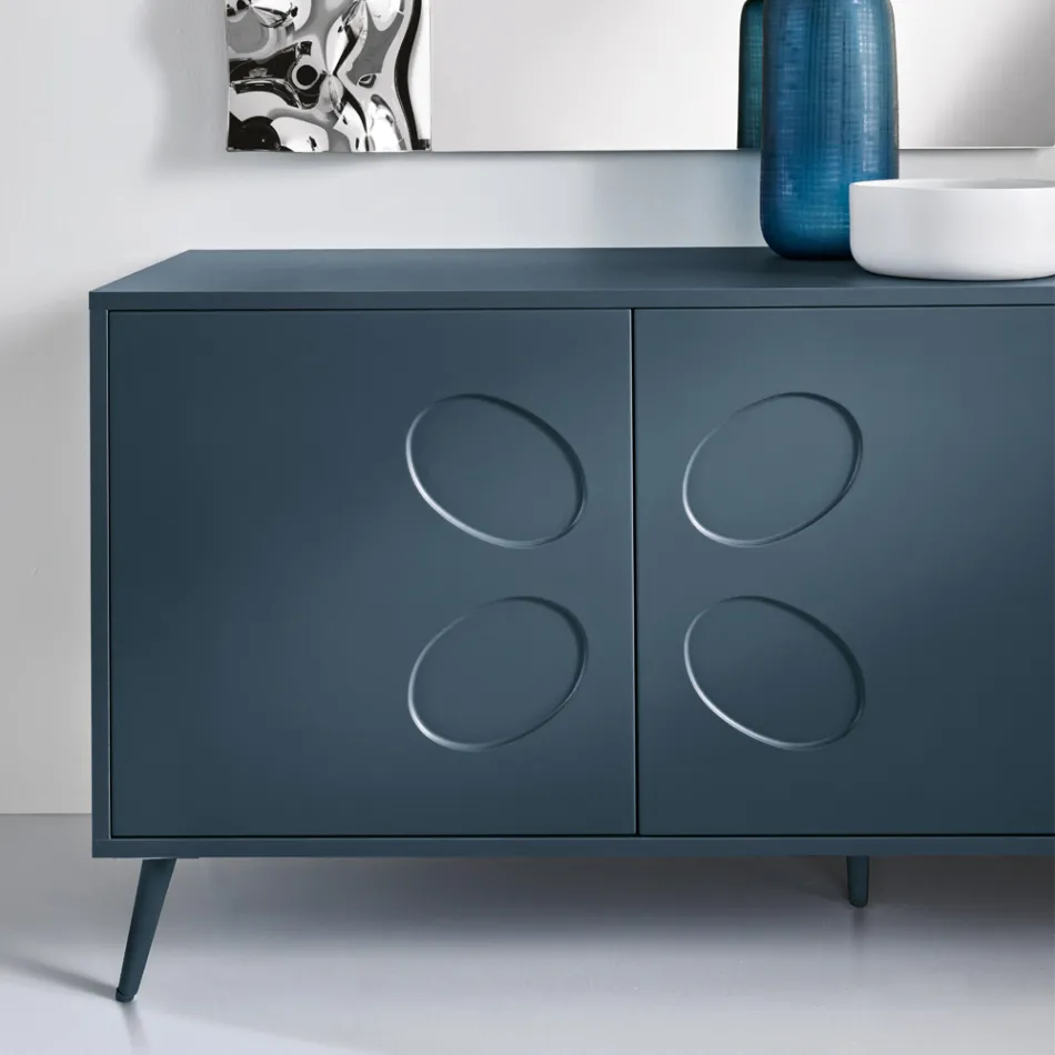 Three-Door Sideboard in Melamine and MDF with Metal Base Made in Italy - Rialto Viadurini