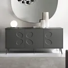 Three-Door Sideboard in Melamine and MDF with Metal Base Made in Italy - Rialto Viadurini