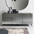 Three-Door Sideboard in Striped Glass and Melamine-Finished Wood Made in Italy - Ninfa