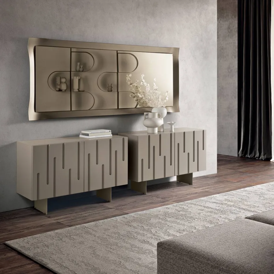 Sideboard with 2 Push-Pull Doors in MDF Made in Italy - Fabrizia Viadurini