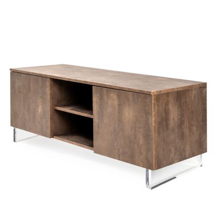 Sideboard with 2 Doors and 2 Central Open Compartments in Melamine Made in Italy - Minnie Viadurini