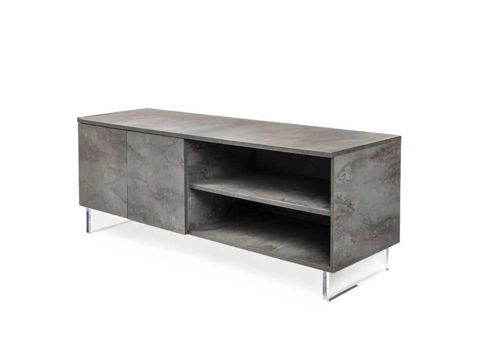 Sideboard with 2 Doors and 2 Side Open Compartments in Melamine Made in Italy - Mouse Viadurini