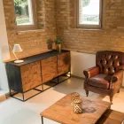 Sideboard with 3 Doors in Patchwork Recycled Wood and Metal Structure - Slide Viadurini