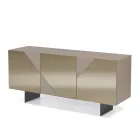 Sideboard with 3 Lacquered MDF Doors Covered in Mirror Glass - Diletta Viadurini