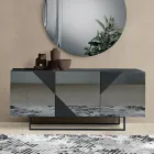Sideboard with 3 Lacquered MDF Doors Covered in Mirror Glass - Diletta Viadurini