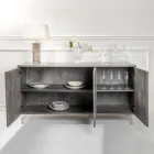 Sideboard with 3 Melamine Doors and Plexiglass Feet Made in Italy - Mickey Mouse Viadurini