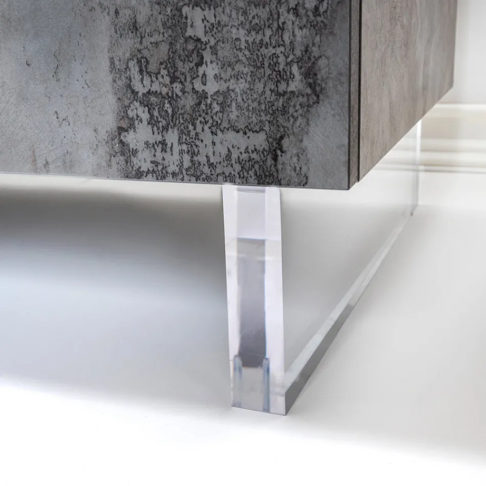 Sideboard with 3 Melamine Doors and Plexiglass Feet Made in Italy - Mickey Mouse Viadurini