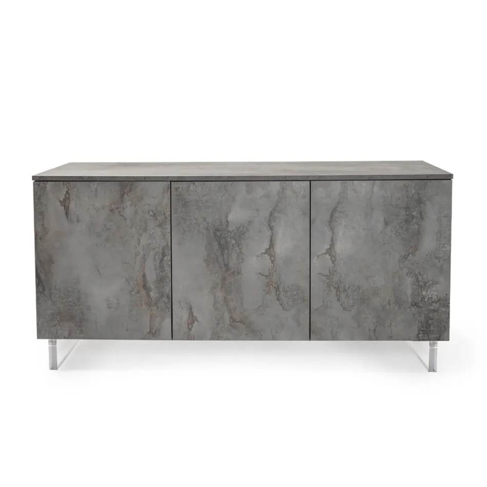 Sideboard with 3 Melamine Doors and Plexiglass Feet Made in Italy - Mickey Mouse Viadurini