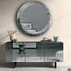 Sideboard with 3 Mirrored Glass Doors and Metal Base - Eleonora Viadurini