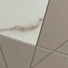 Sideboard with 4 Doors in Lacquered MDF with Pantograph and Marble Effect Glass Inserts - Danila Viadurini