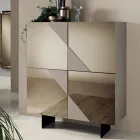 Sideboard with 4 Lacquered MDF Doors Covered in Mirror Glass - Diletta Viadurini