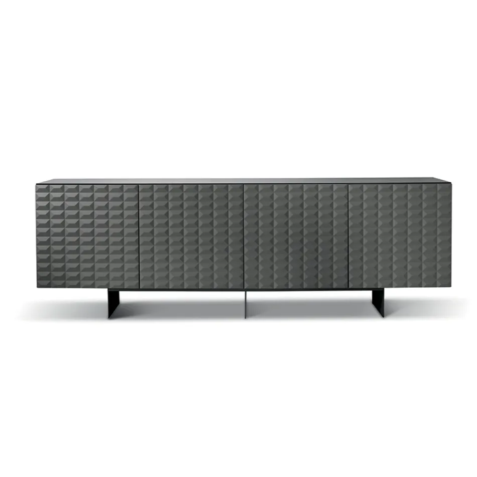 Sideboard with 4 Doors in MDF Covered in Lacquered PVC Made in Italy - Dorotea Viadurini