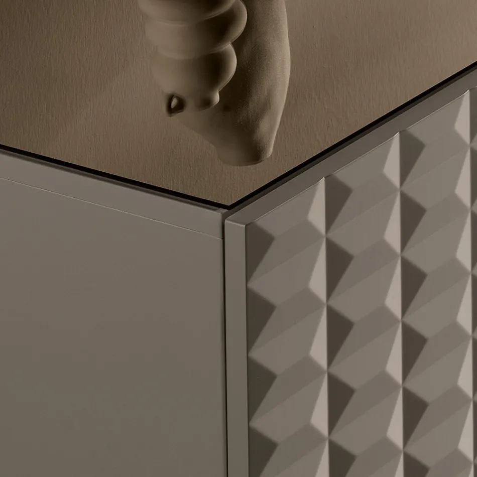 Sideboard with 4 Doors in MDF Covered in Lacquered PVC Made in Italy - Dorotea Viadurini