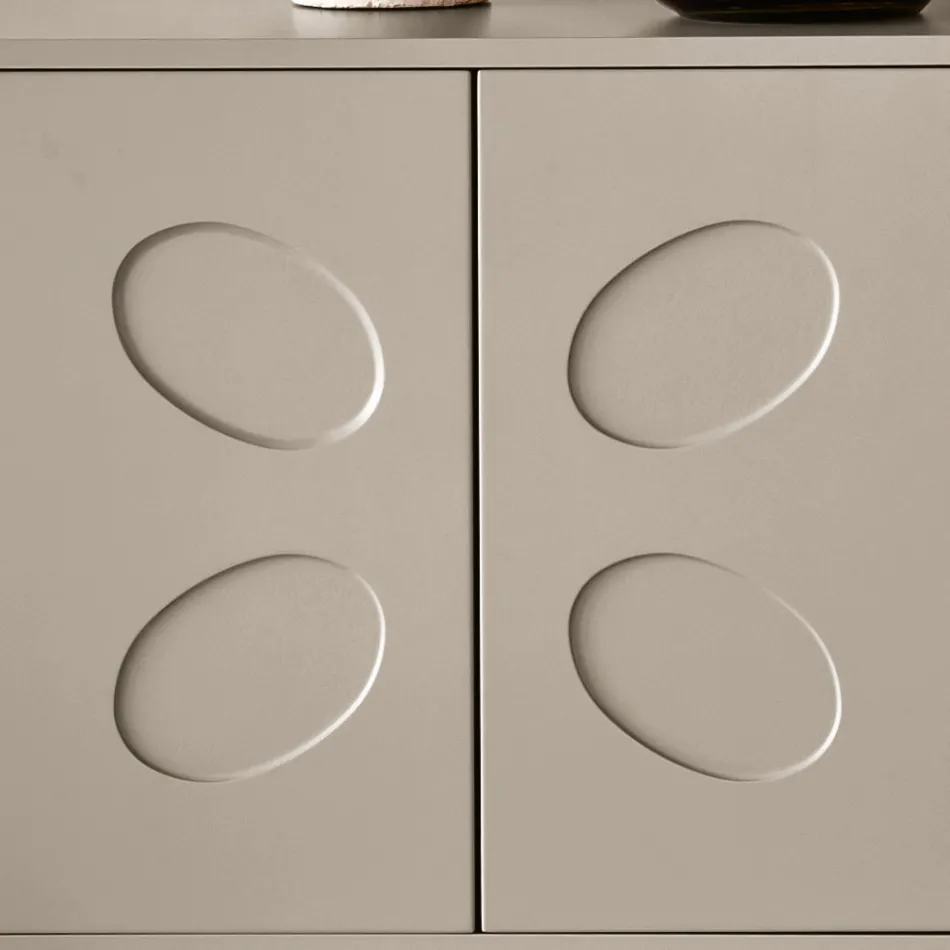 Rialto Sideboard with Four Doors in MDF and Melamine in Two Finishes Made in Italy Viadurini