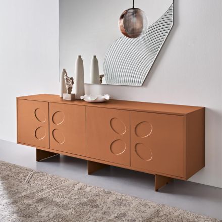 Rialto Sideboard with Four Doors in MDF and Melamine in Two Finishes Made in Italy Viadurini