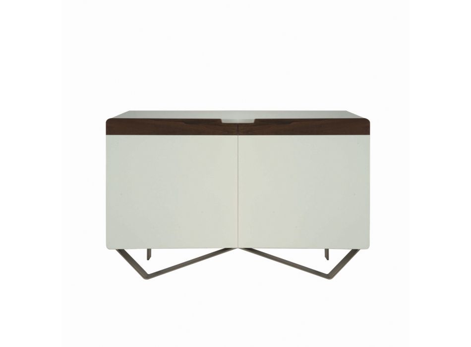 Sideboard with Structure in White Mdf 2 Iron Feet Made in Italy - Coral Viadurini
