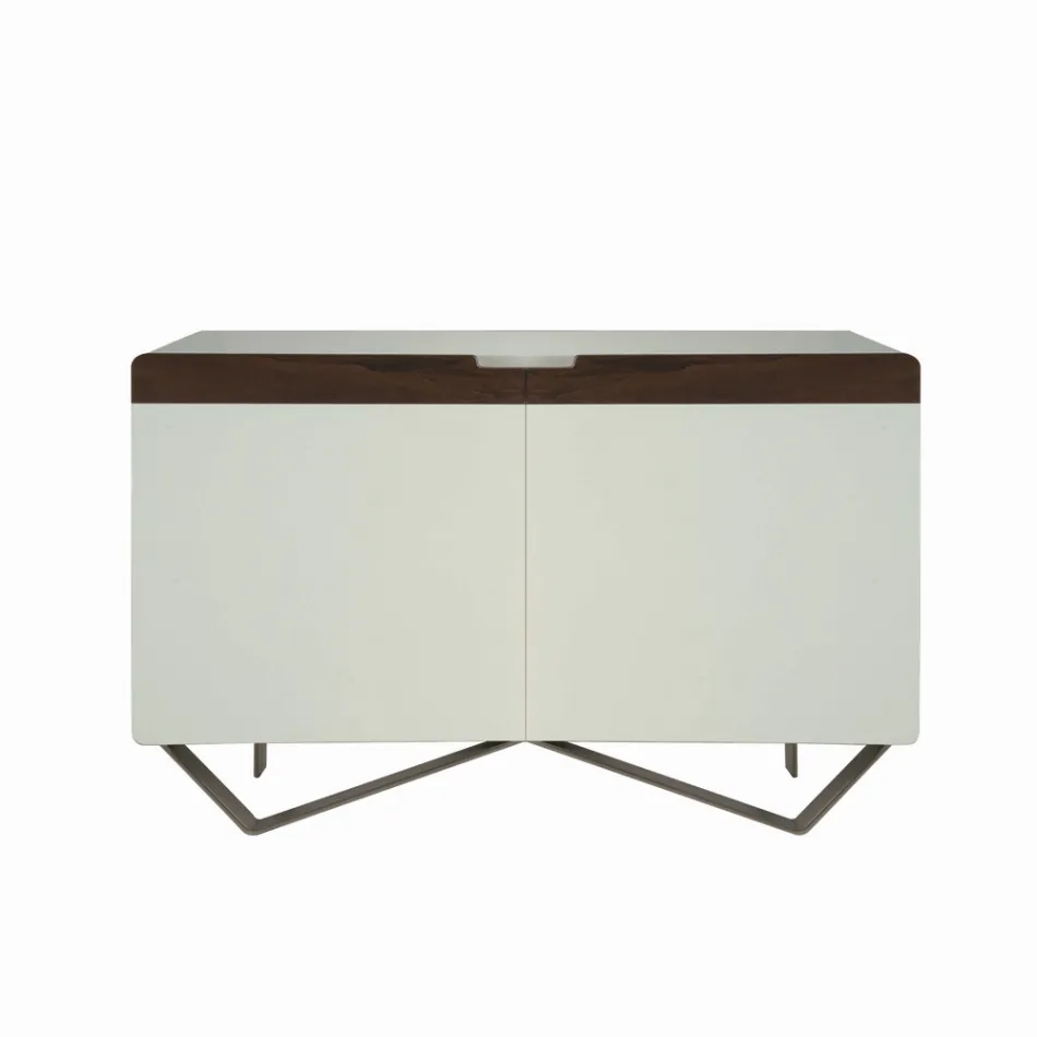 Sideboard with Structure in White Mdf 2 Iron Feet Made in Italy - Coral Viadurini