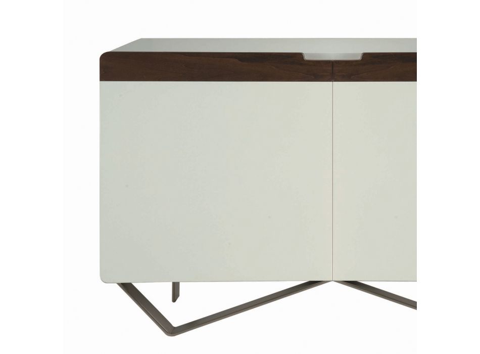Sideboard with Structure in White Mdf 2 Iron Feet Made in Italy - Coral Viadurini