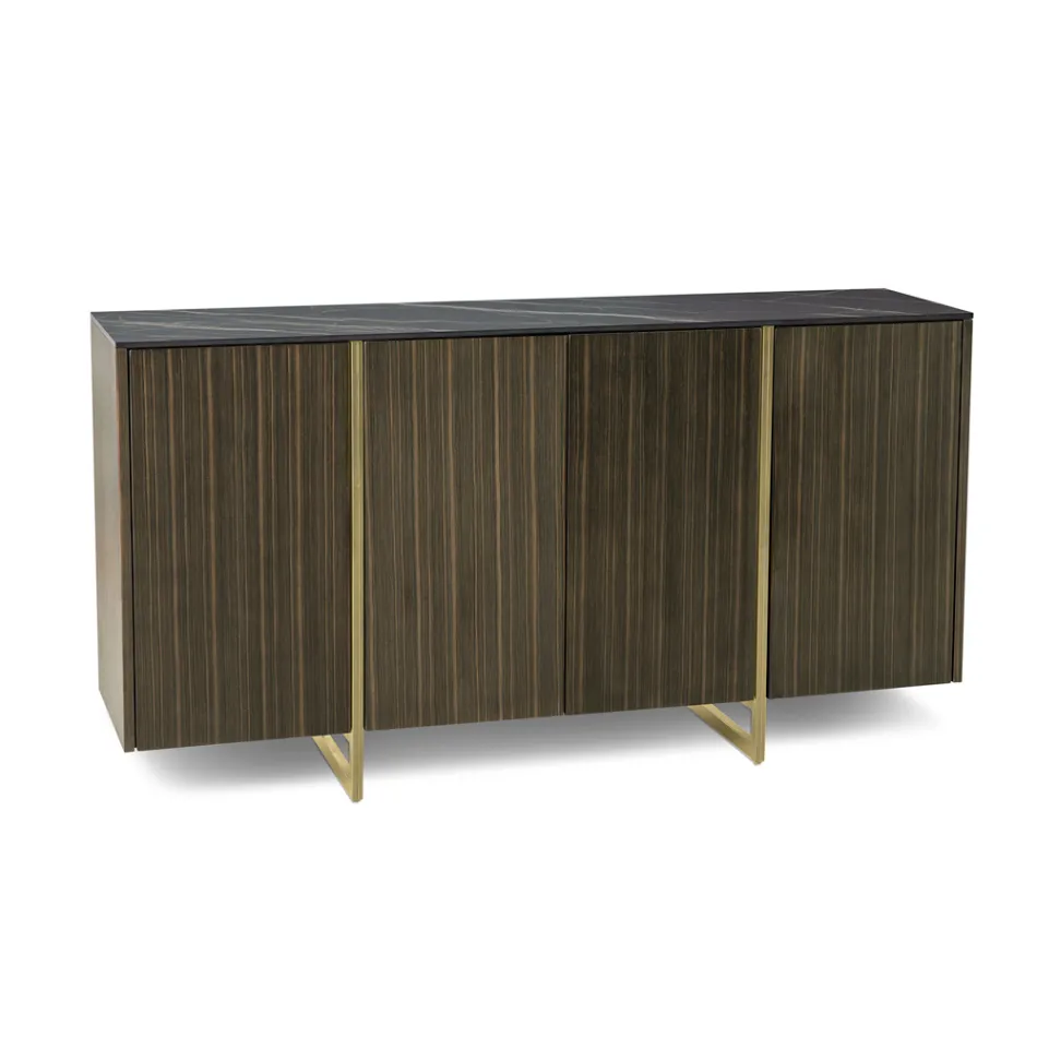 Sideboard with MDF, Ceramic Structure and 4 Doors with Soft Closing - Click Viadurini