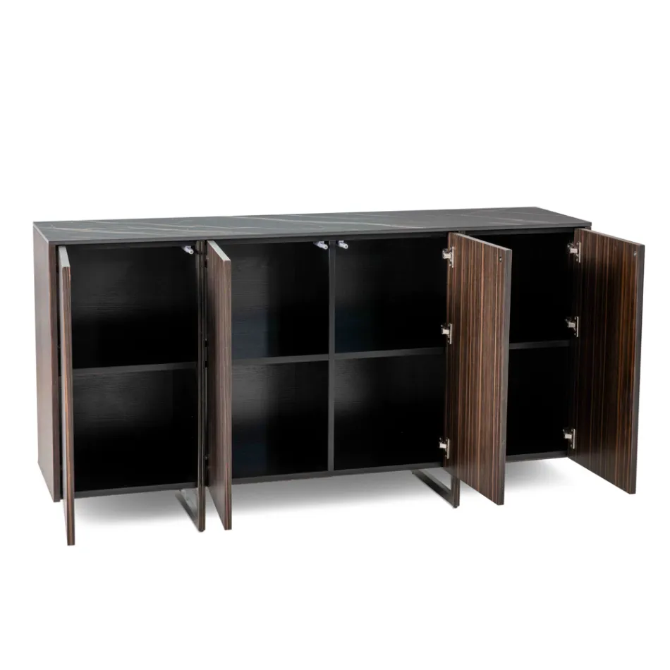 Sideboard with MDF, Ceramic Structure and 4 Doors with Soft Closing - Click Viadurini