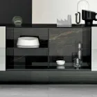 2-Door Design Sideboard in Smoked Glass Made in Italy - Sciocca Viadurini