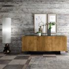 Living Room Sideboard with 3 Doors in Knotted Oak Finish Country Made in Italy - Arne Viadurini