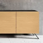 Living Room Sideboard with 4 Doors in Natural Ash Finish Made in Italy - Melek Viadurini