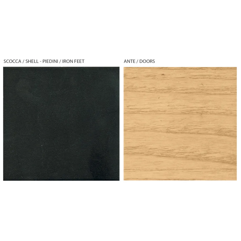 Living Room Sideboard with 4 Doors in Natural Ash Finish Made in Italy - Melek Viadurini