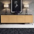 Living Room Sideboard with 4 Doors in Natural Ash Finish Made in Italy - Melek