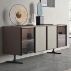 Living Room Sideboard in Ecological Wood and Glass 4 Doors Made in Italy - Aaron Viadurini