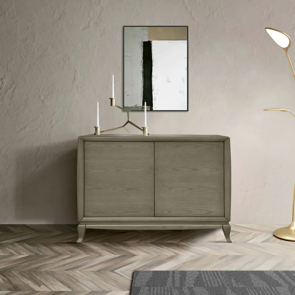 Living Room Sideboard with 2 Doors in Smoke Finish Made in Italy - Olenna Viadurini