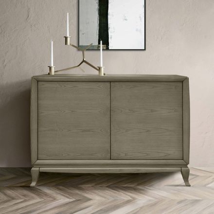 Living Room Sideboard with 2 Doors in Smoke Finish Made in Italy - Olenna Viadurini