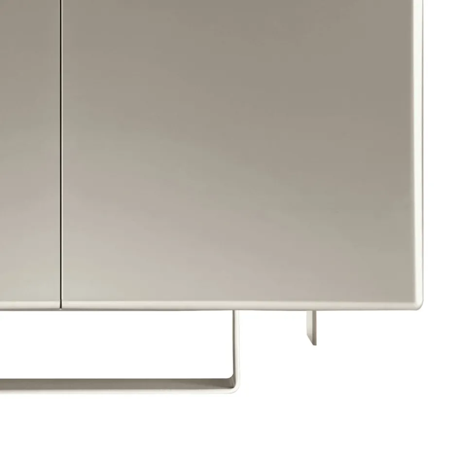 Living Room Sideboard with 2 Doors in Nickel Finish Made in Italy - Ulles Viadurini