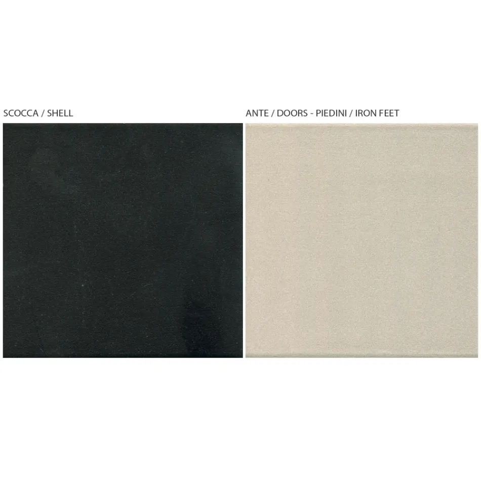 Living Room Sideboard with 2 Doors in Nickel Finish Made in Italy - Ulles Viadurini