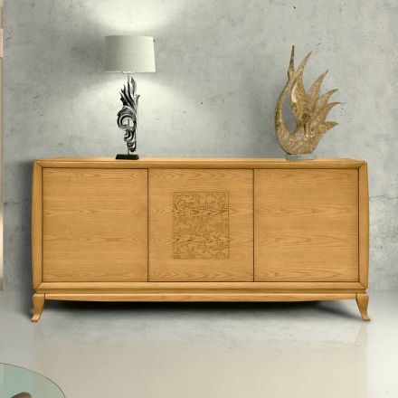 Serenia 3-Door Living Room Sideboard with Central Engraving Made in Italy Viadurini