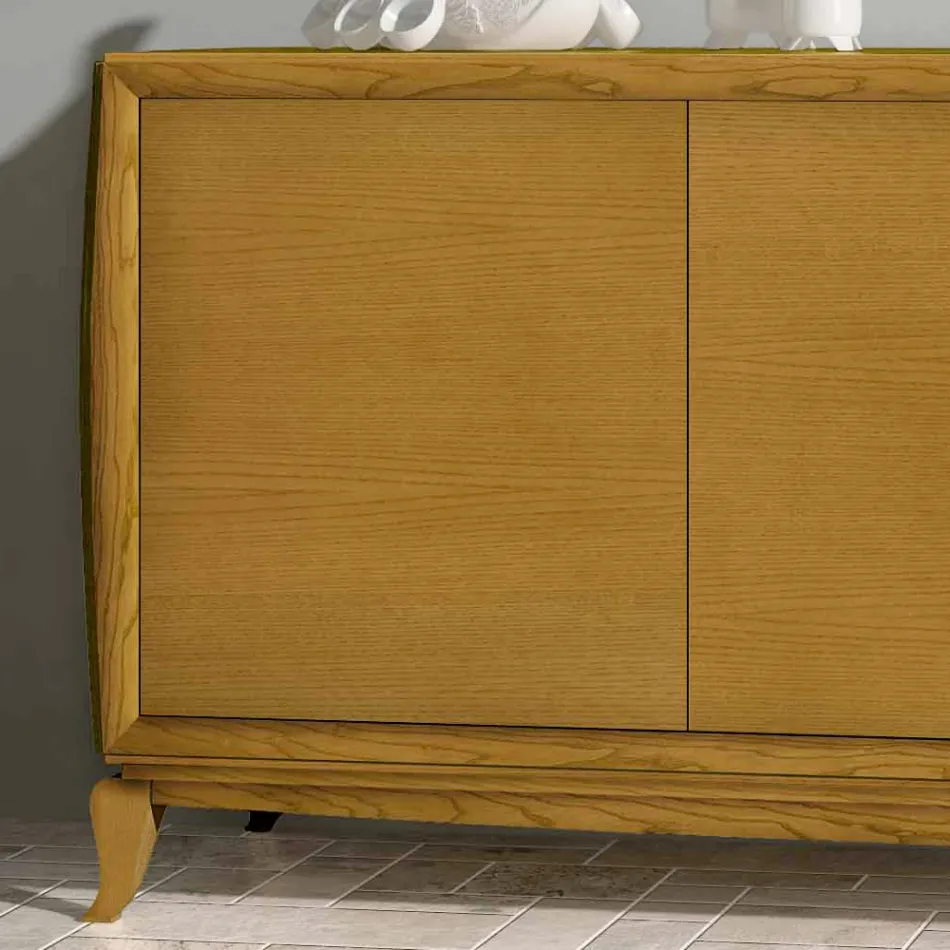Striade 3-Door Living Room Sideboard in Stained Ash Finish Made in Italy Viadurini