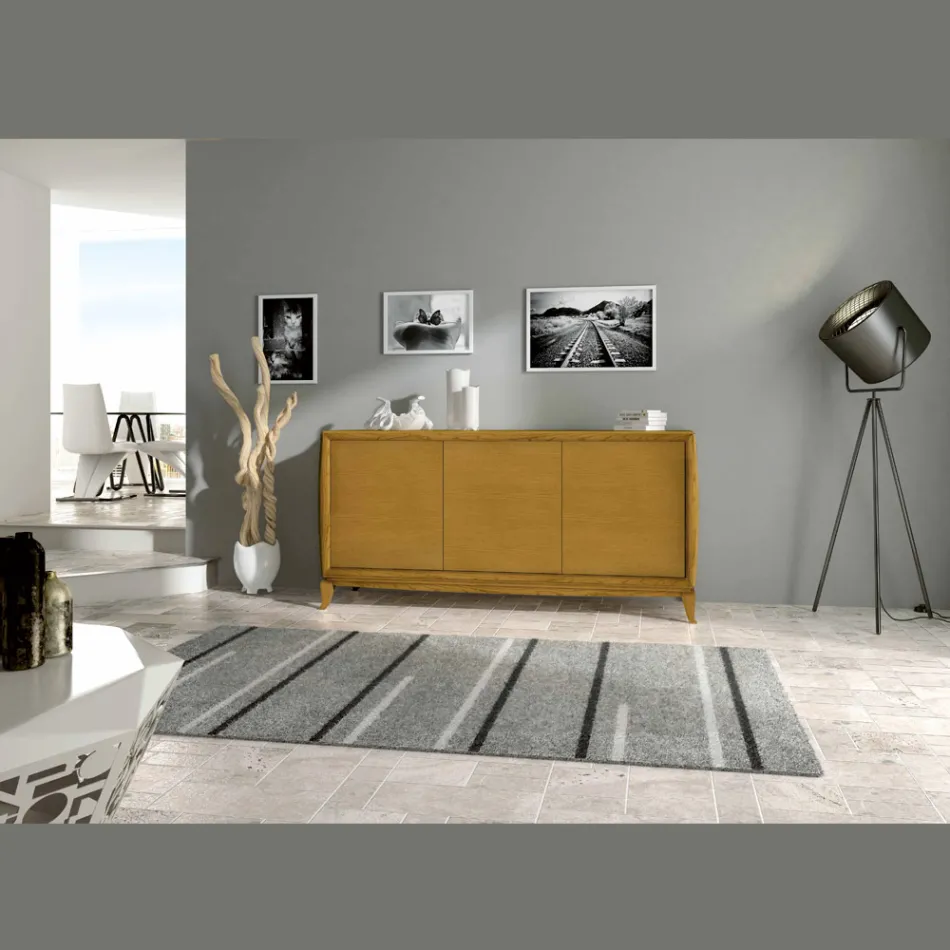 Striade 3-Door Living Room Sideboard in Stained Ash Finish Made in Italy Viadurini